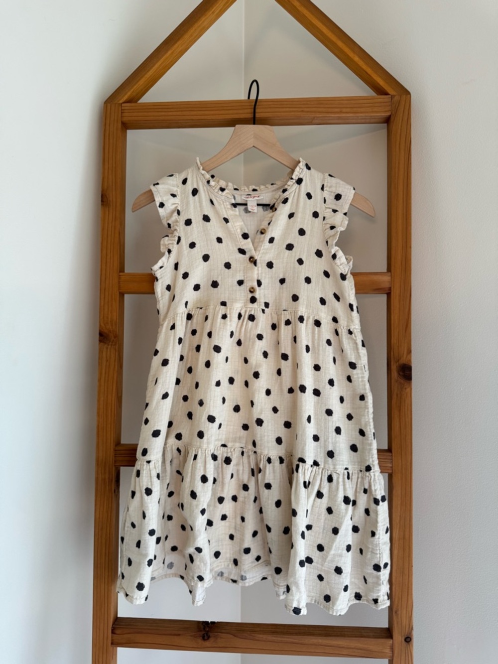 Cat & Jack Cream Dress with Black Polka Dots
